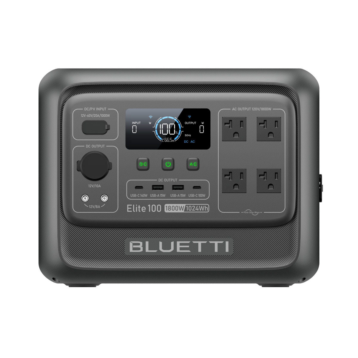 BLUETTI Elite 100 V2 front outlets
