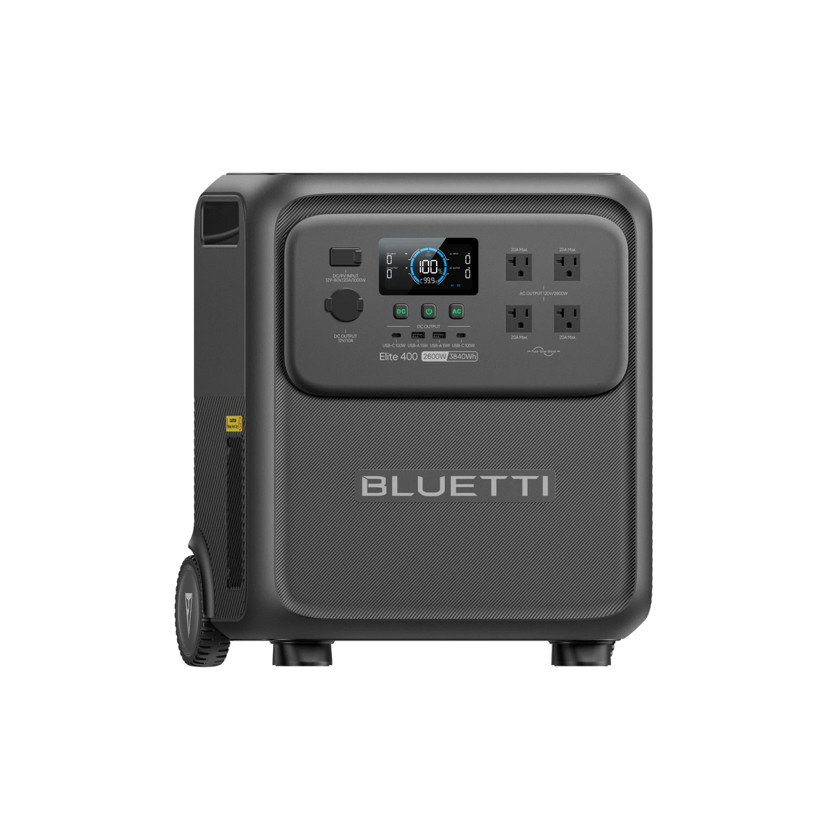 BLUETTI Elite 400 side view with wheels