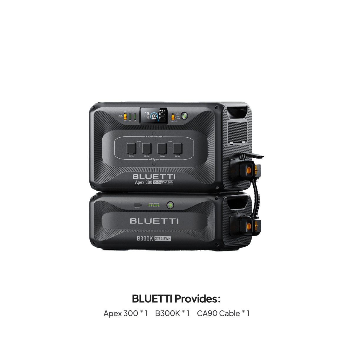 BLUETTI Apex 300 and B300K stacked