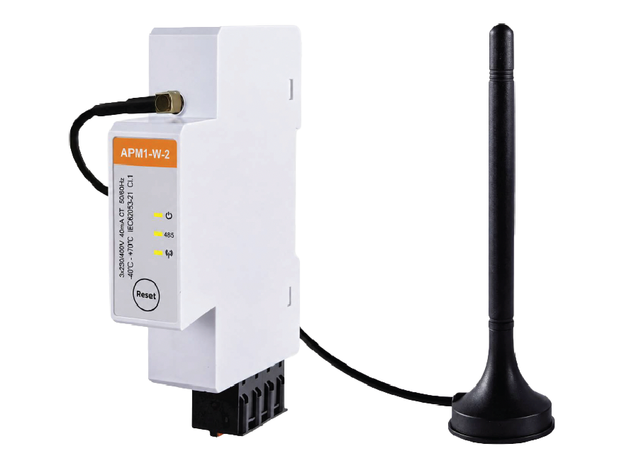 APsystems APmeter APM1-W-2 zero export smart meter with Wi-Fi antenna and CT clamp